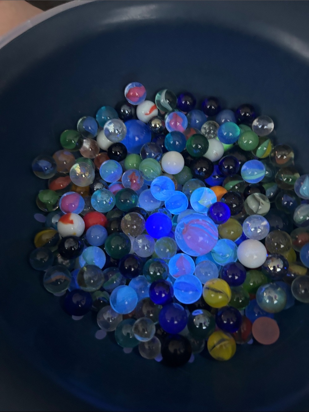 Colorful Glass Marbles Mix - Vibrant Blue Highlights